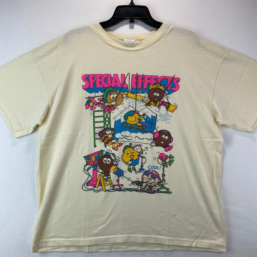 VTG Little Brownie Originals Special Effect Graphic T Men XL Cream Single Stitch